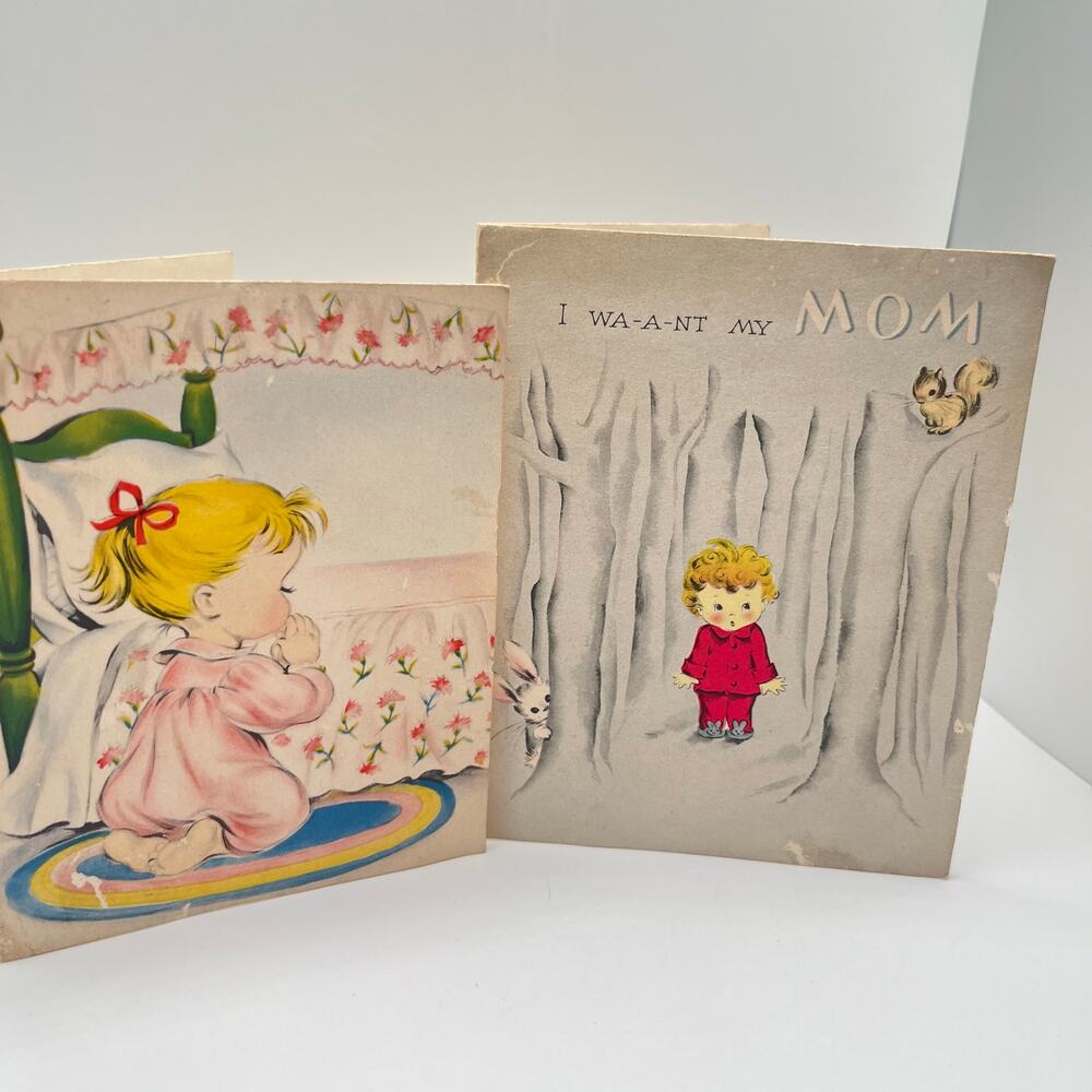 Vintage Mother's Day card lot 1950's ephemera greeting card little boy girl Pray